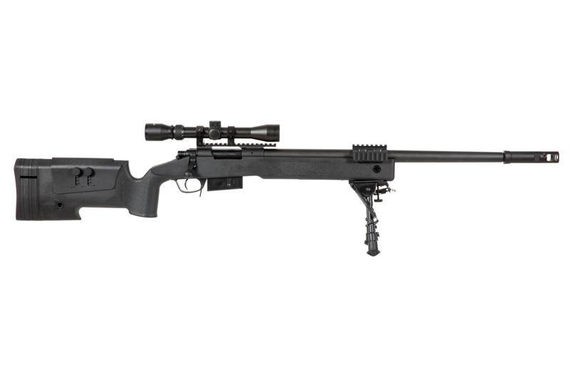 Airsoftová odstřelovací puška SA-S03 CORE™ s optikou a dvojnožkou - černá