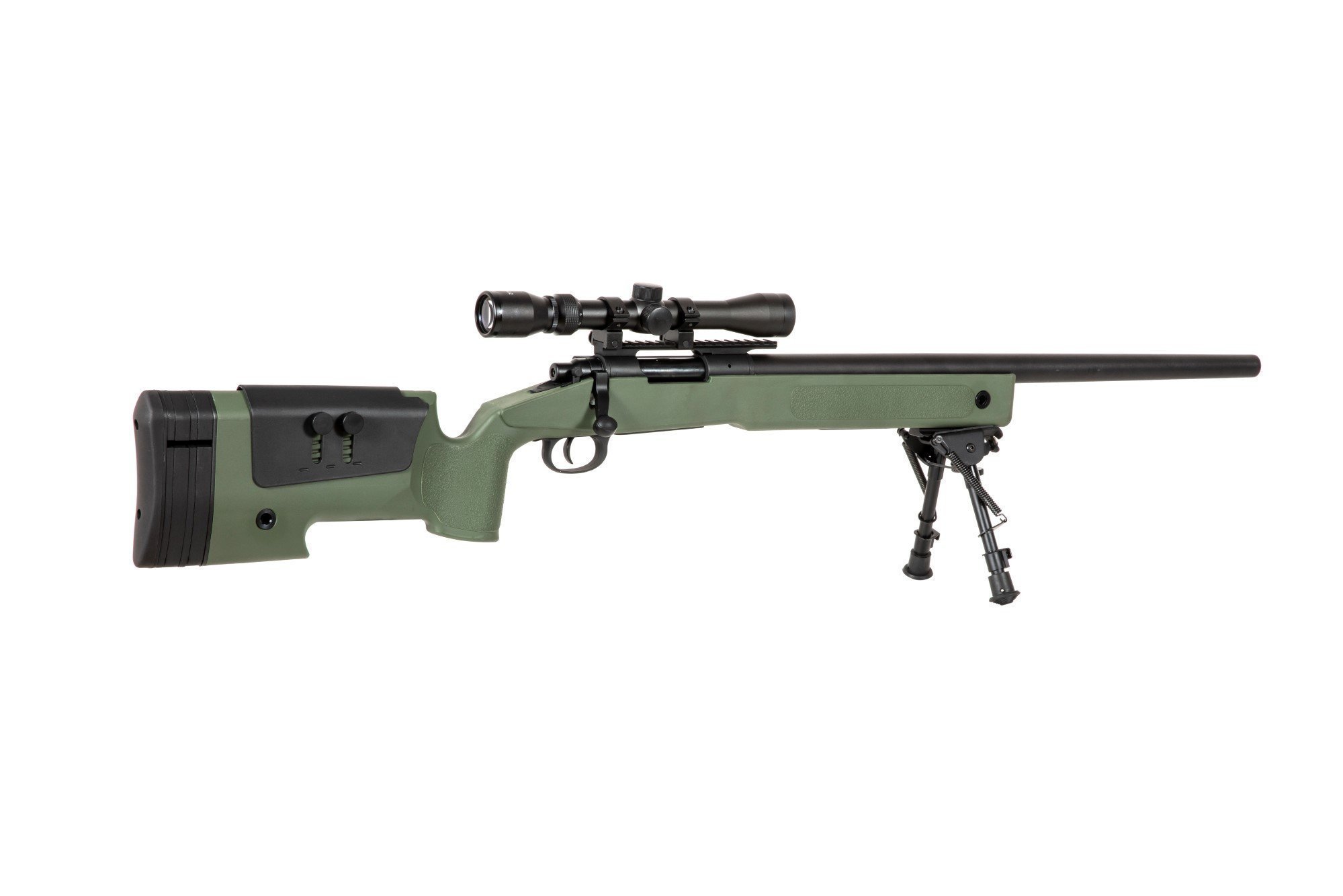 Airsoftová puška SA-S02 CORE™ High Velocity s optikou a dvojnožkou - olivově zelená