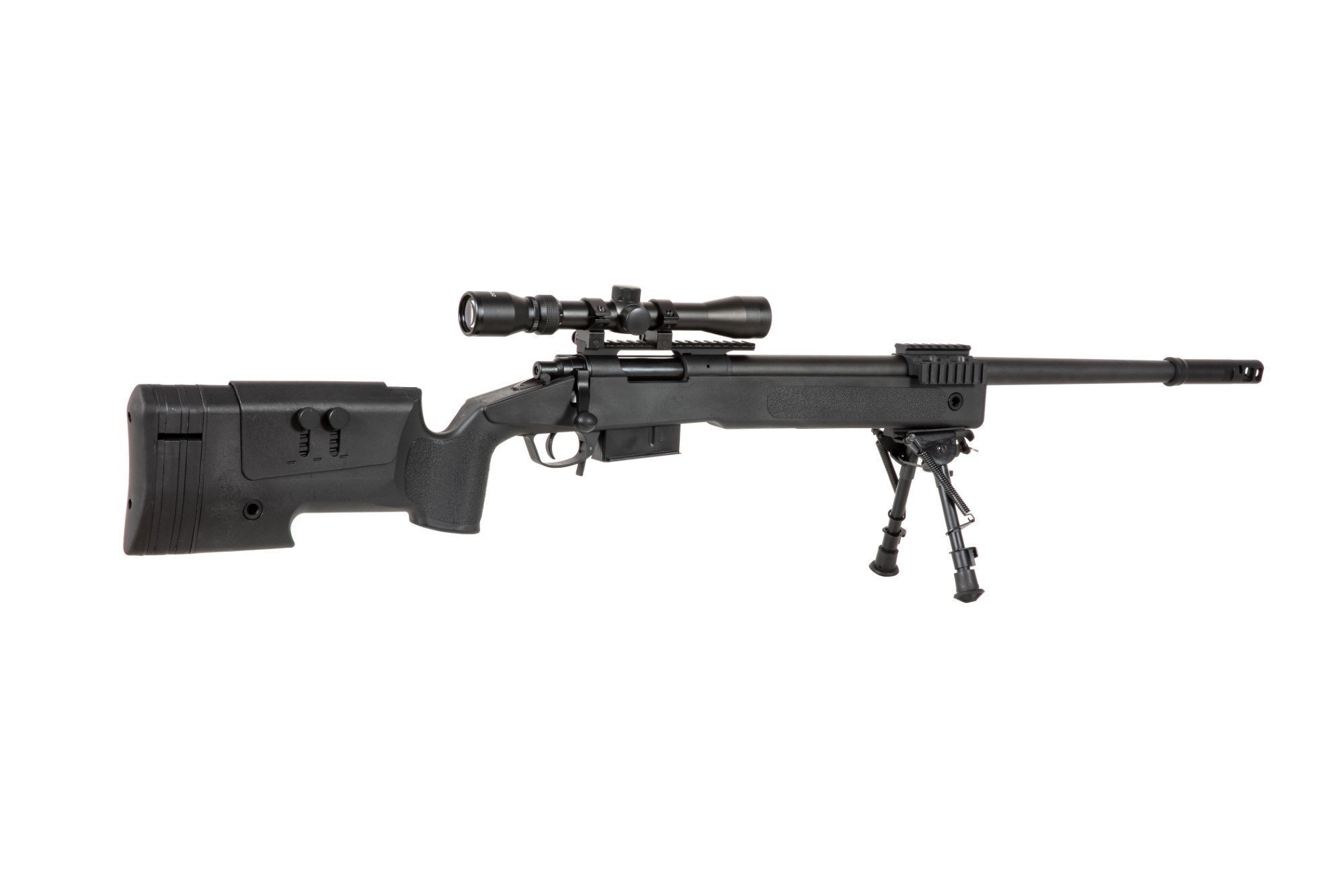 Airsoftová odstřelovací puška SA-S03 CORE™ High Velocity s optikou a dvojnožkou - černá