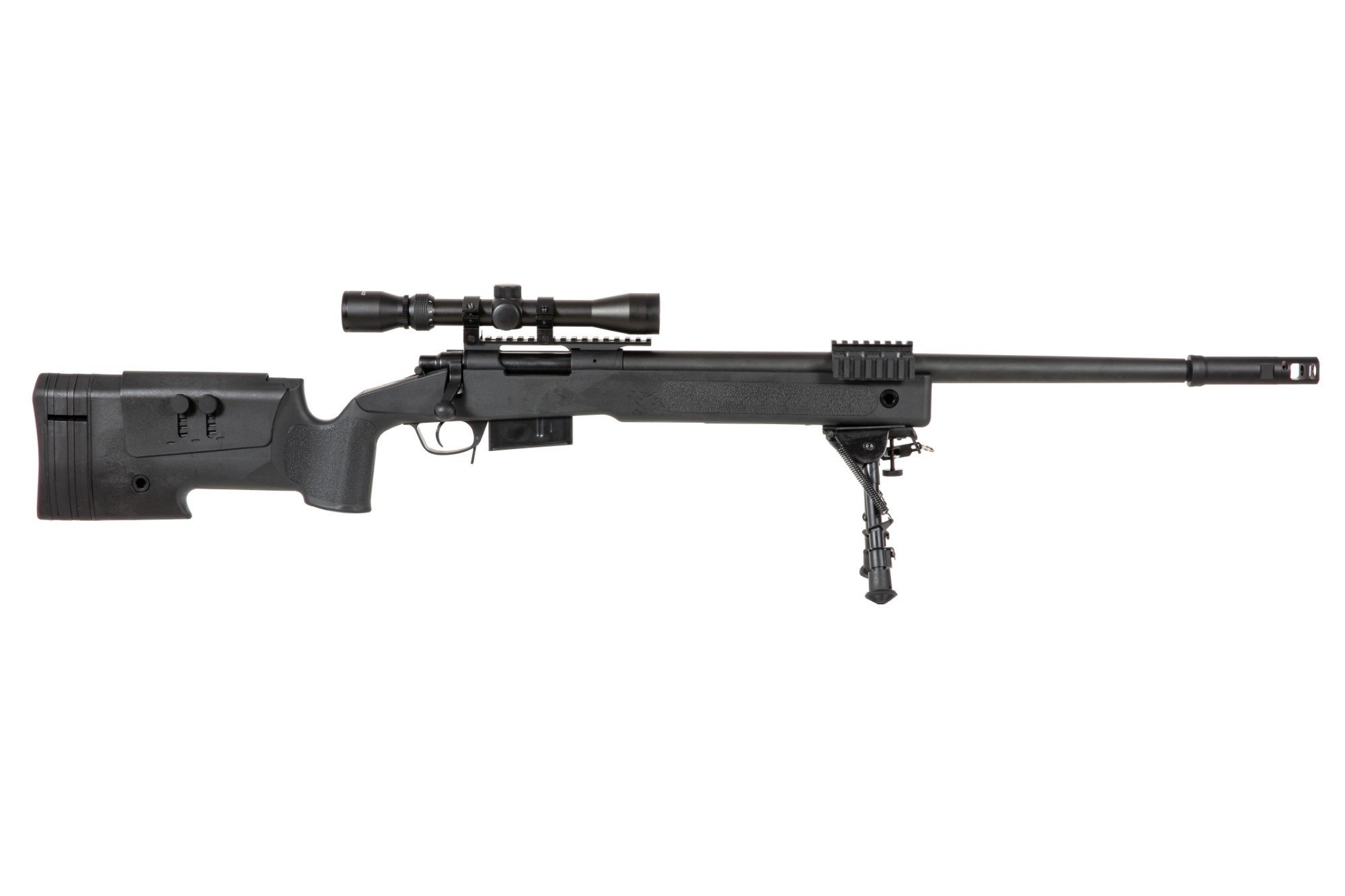 Airsoftová odstřelovací puška SA-S03 CORE™ High Velocity s optikou a dvojnožkou - černá