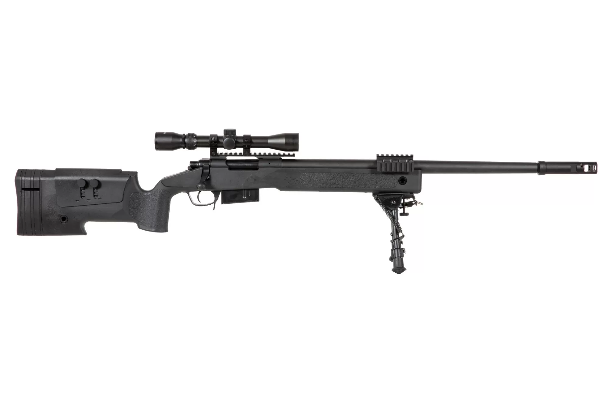 Airsoftová odstřelovací puška SA-S03 CORE™ High Velocity s optikou a dvojnožkou - černá
