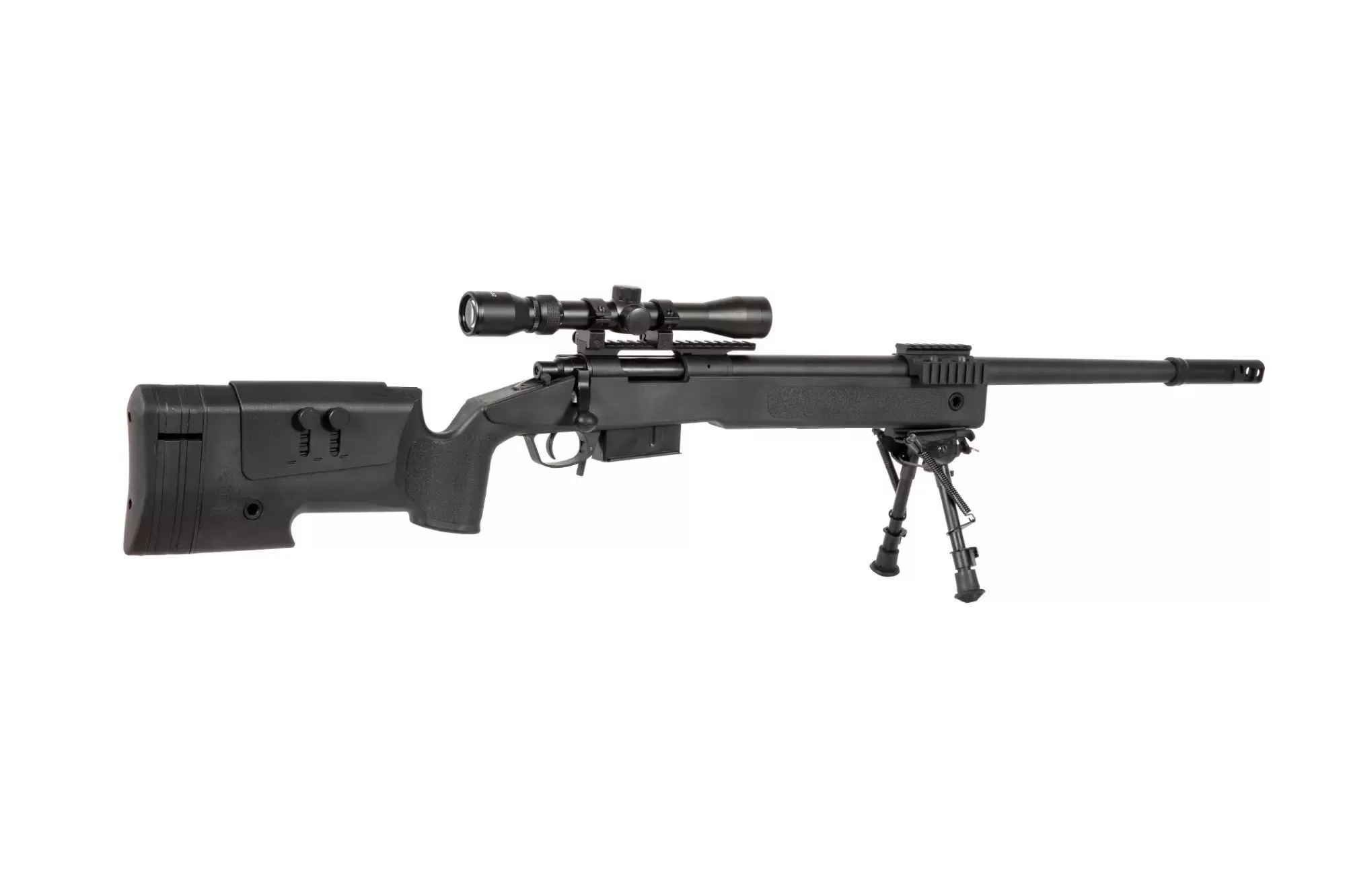 Airsoftová odstřelovací puška SA-S03 CORE™ High Velocity s optikou a dvojnožkou - černá