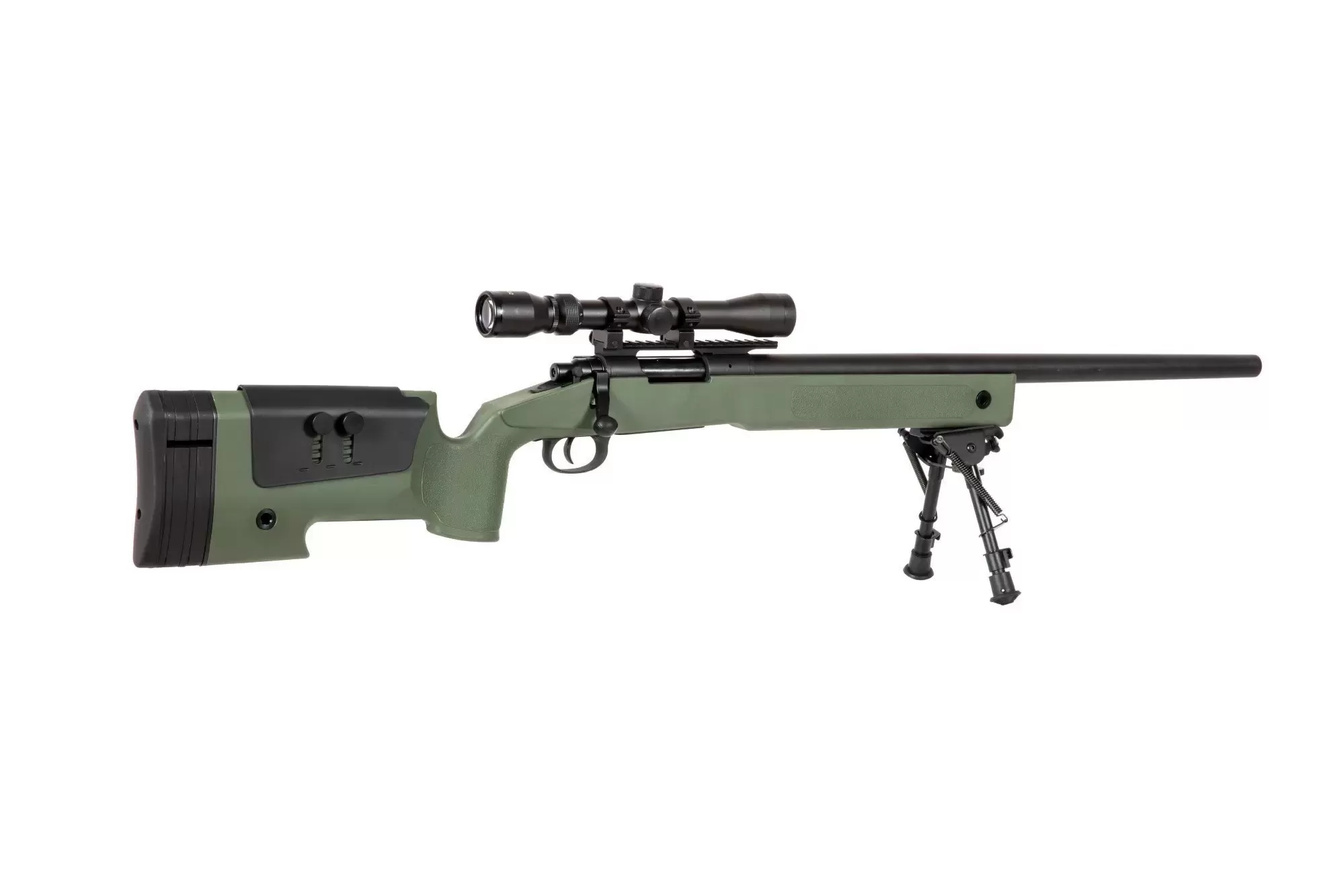 Airsoftová puška SA-S02 CORE™ High Velocity s optikou a dvojnožkou - olivově zelená