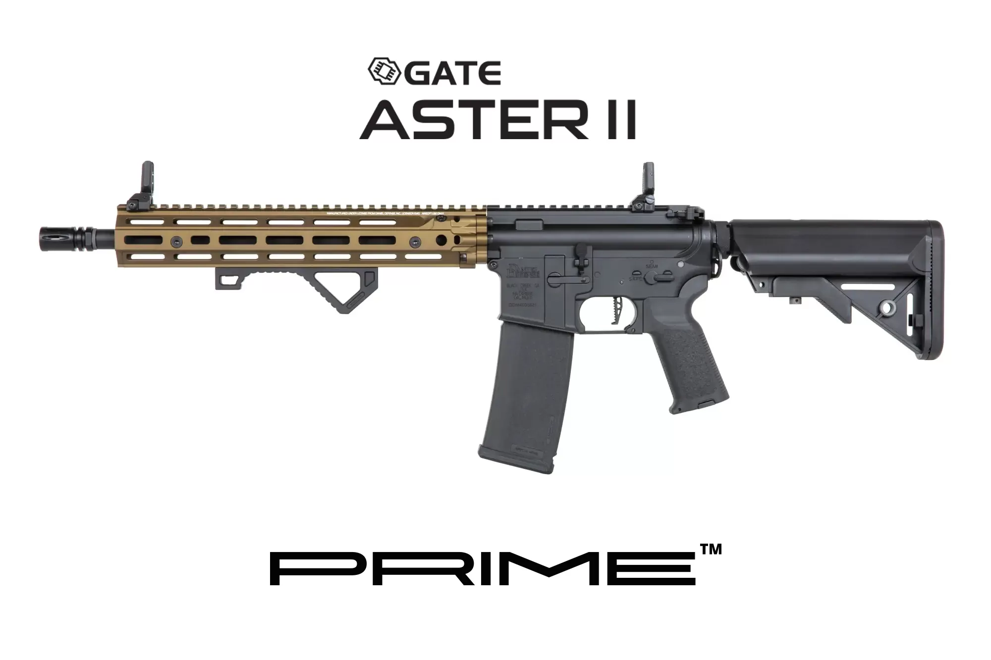 Airsoftová puška Specna Arms Daniel Defense® RIS III 12,5'' SA-P28 Prime™ Aster II ETU s bezkartáčovým motorem - Chaos Bronze