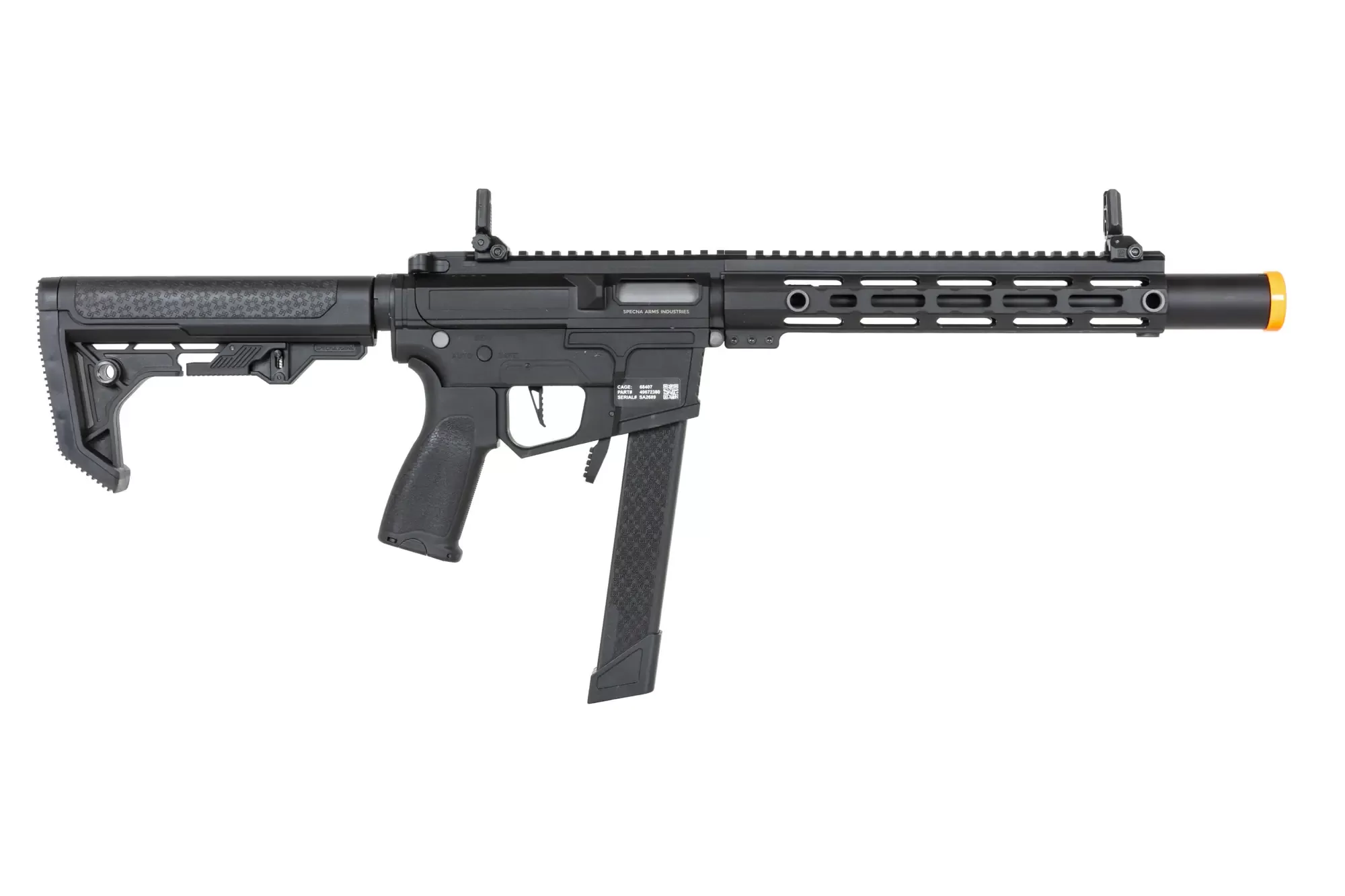Airsoftová zbraň Specna Arms SA-FX02 FLEX™ HAL ETU (oranžové úsťové ústrojí) - černá