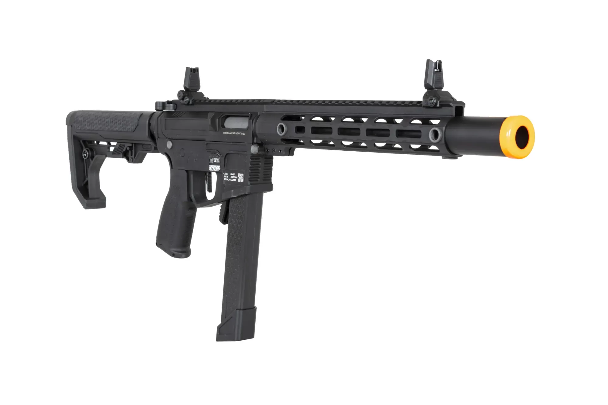 Airsoftová zbraň Specna Arms SA-FX02 FLEX™ HAL ETU (oranžové úsťové ústrojí) - černá