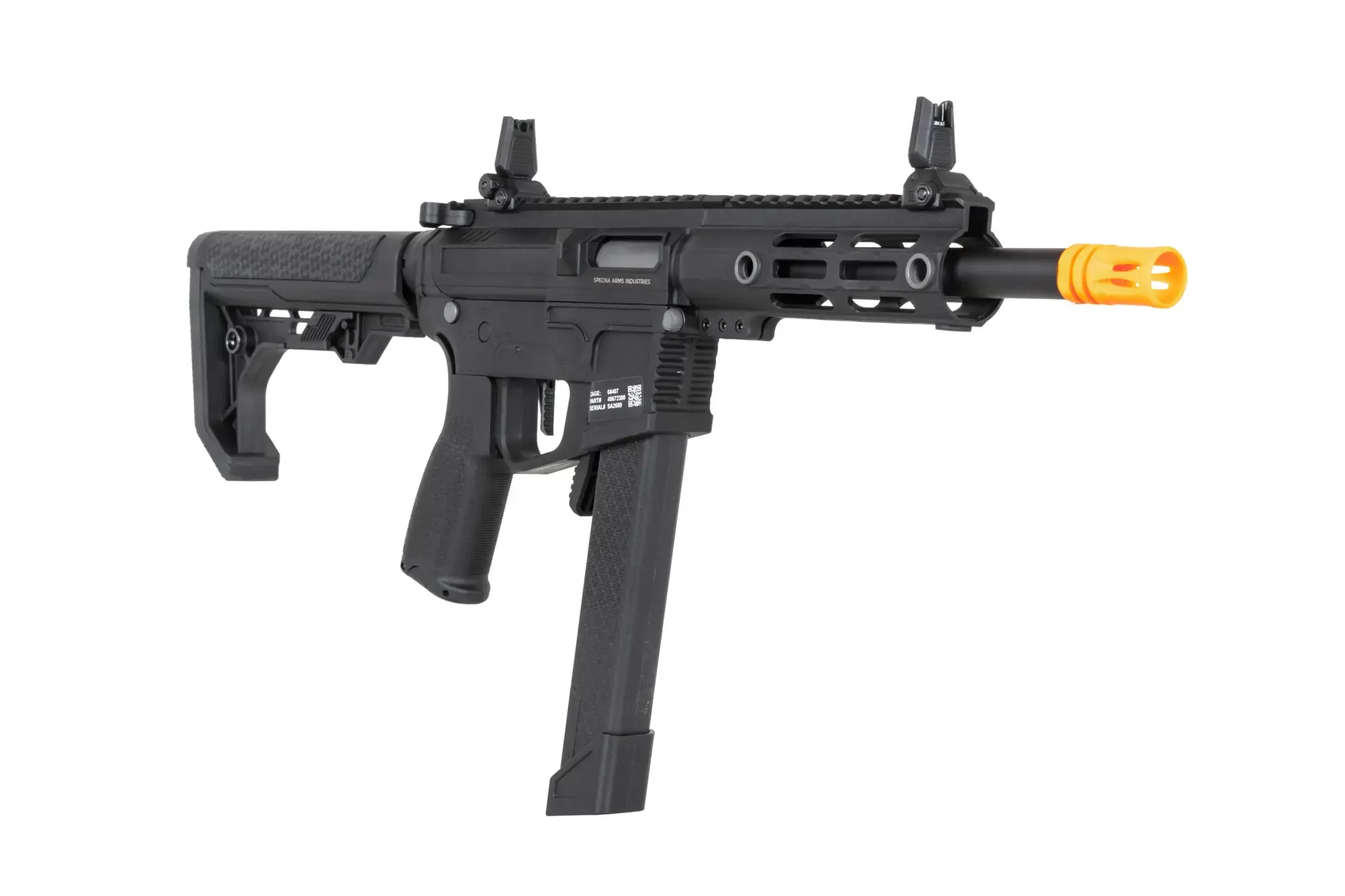 Airsoftová zbraň Specna Arms SA-FX01 FLEX™ HAL ETU (oranžové úsťové ústrojí) - černá