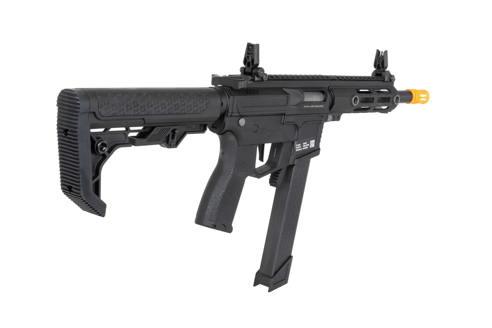Airsoftová zbraň Specna Arms SA-FX01 FLEX™ HAL ETU (oranžové úsťové ústrojí) - černá
